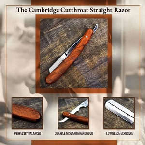 Professional <b>Mens</b> Cut Throat Straight Edge Razor <b>Kit</b> Single Blade Stainless Steel Hardwood Handle Barber <b>Shaving</b> Razor Face - Product Image 5