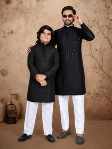 <b>Men's</b> Rayon Chikankari Embroidered <b>Kurta</b> <b>Pajama</b> Set Traditional Indian Ethnic Wear - Product Image 4