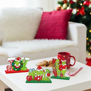 Kit de 3 décorations de Noël en bois pour centre de table, panneaux de table de Noël, décorations de bureau en bois joyeuses - Product Image 2