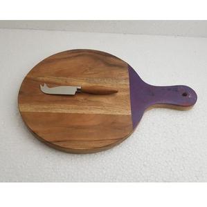 American Style Round <b>Shape</b> Wooden Cutting Board with Customizable Logo Best Price Cheese Board with Steel Knifes Chopping <b>Blocks</b> - Product Image 1