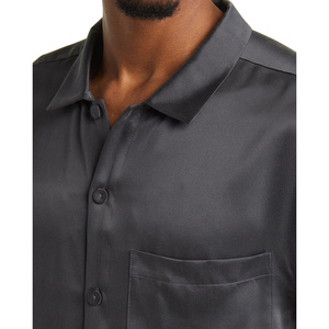 Ensemble de pyjama en soie pour homme, style moderne, manches longues, couleur unie, haut de gamme, vêtements de nuit doux en soie pour homme - Product Image 4