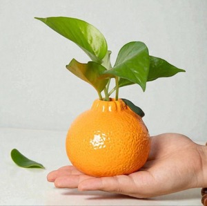 Ensemble de vases en céramique orange, décoration de table moderne, design fruité émaillé, 4-8 pouces, exquis et durable - Product Image 4
