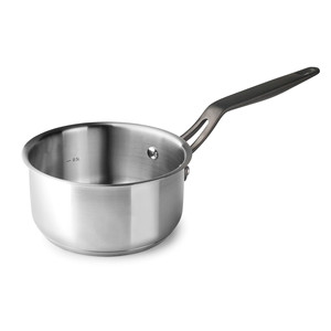 Pentola per salse in acciaio inox da 0,5 litri con manico nero per cucinare - Product Image 1