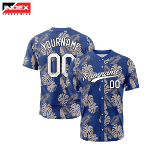 INDEX SPORTSWEAR Camiseta de Béisbol Personalizada Azul y Negra con Estampado Sublimado de Manga Corta con Botones Unisex para Adultos que Absorbe la Humedad - Product Image 6