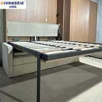 Canapé-lit modulaire électrique moderne et peu encombrant, convertible en lit Queen/King, avec cadre en bois et revêtement en coton, rangement intégré