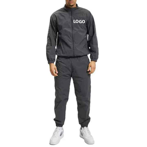 Wholesale Winter Vintage Solid Custom Logo Printed <b>Rhinestone</b> Hooded Cotton Track Suit Windbreaker Men Heavyweight Jogger Set - Product Image 1