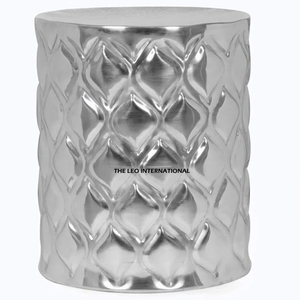 Ensemble de 2 tables d'appoint rondes avec cadre en métal brillant, plateau en verre, design moderne, meubles décoratifs de luxe pour le salon - Product Image 5