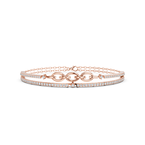 สร้อยข้อมือทองคำ 14K โรสโกลด์ ประดับเพชรทรงเหลี่ยมเจียระไนแบบ Channel Setting สำหรับผู้หญิง สไตล์คลาสสิก หรูหรา เหมาะสำหรับใส่ในโอกาสพิเศษและทุกวัน ได้รับการรับรองจาก IGI - Product Image 1