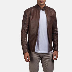 Dean Brown Stylish & Durable Premium <b>Men's</b> Genuine <b>Leather</b> Biker <b>Jacket</b> Casual Factory Direct Wholesaler <b>jacket</b> for <b>men</b> - Product Image 3