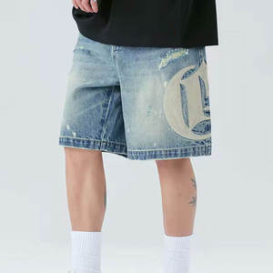 Custom Embroidery <b>Jeans</b> Shorts for <b>Men</b> High Quality Print Straight Denim Shorts Wholesale Custom Shorts for <b>Men</b> - Product Image 1