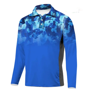Polo de sport à manches longues en polyester, séchage rapide, haute qualité, logo personnalisé, impression intégrale, UPF 50, imperméable, pêche, grande taille - Product Image 3