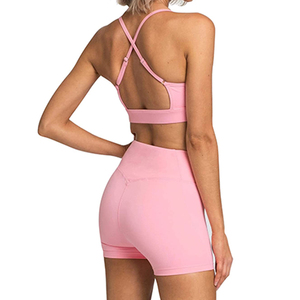 ชุดออกกำลังกายแบบสวมใส่สบาย สีพื้นและขนาดตามสั่ง ชุดออกกำลังกายดีไซน์ล่าสุด ชุดเซ็ต 2 ชิ้นสำหรับผู้หญิง - Product Image 2