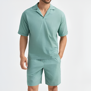 Hight Quality Manufacturer Tracksuit Suit with Short Sleeve New opportunity Men 100 percent cotton breathable summer T shirt <b>set</b> - Product Image 1