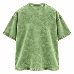 T-shirt en coton surdimensionné pour homme, vert délavé, manches courtes, col rond, décontracté, respirant, tricoté, écologique, style vintage - Product Image 2