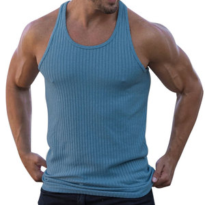 Camisetas de Gimnasio para Hombre al por Mayor, OEM, Personalizadas, Nuevo Diseño, Lisas, Elásticas, Cuello Redondo, Sin Mangas, Corte Ajustado, 100% Poliéster - Product Image 4