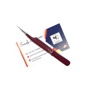 Pinzas para pestañas profesionales de color marrón oscuro, herramienta de belleza ecológica de acero inoxidable sostenible, puntas de fibra recta duraderas - Product Image 1