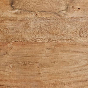 Table de salle à manger en bois d'acacia massif à bord naturel, motif grainé riche, style industriel, avec pieds en métal noir et finition naturelle, pour cuisine et restaurant - Product Image 6