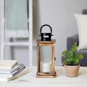 Farol de Madera Rústico con Paneles de Vidrio, Farol Decorativo Estilo Rústico para Decoración del Hogar, Bodas y Eventos - Product Image 5
