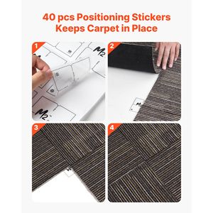 24 Pezzi Piastrelle Modulari per Moquette 24x24 Pollici, Copertura Morbida Imbottita Senza Giunture per Pavimenti Commerciali, Tappeto Quadrato Riutilizzabile per Hotel 96sq.ft2 E - Product Image 3