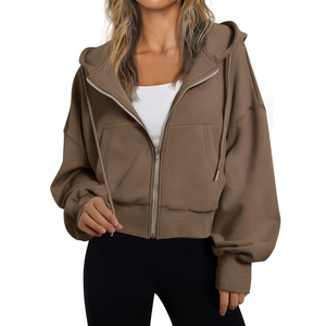 Sudadera Corta de Mujer de Alta Calidad, Estilo Casual Urbano, Hombros Caídos, Transpirable, Ecológica, Tejida, Personalizada, a Bajo Precio - Product Image 3