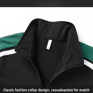 Chándal Unisex Negro y Verde con Bloques de Color, Cierre de Cremallera en Manga Larga, Transpirable, de Poliéster, para Otoño, Corte Regular - Product Image 5