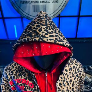 เสื้อฮู้ดดี้และเสื้อสเวตเชิ้ตทรงโอเวอร์ไซส์ผ้าฝ้ายเฟรนช์เทอร์รี่ 100% สไตล์สตรีทแวร์ พิมพ์ลายเสือดาวแบบสองลาย - Product Image 3