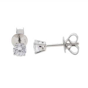 Boucles d'oreilles clous solitaires en or jaune 14K plaqué rhodium, diamant naturel taille brillant 0,75 carat, sertissage 4 griffes sécurisé, pour mariage - Product Image 5