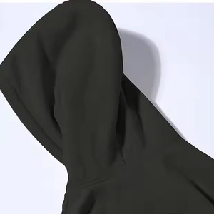 Ensemble de survêtement noir à capuche pour homme, sweat-shirt et pantalon à fermeture éclair intégrale, couleur unie décontractée, en coton respirant, style automne - Product Image 2