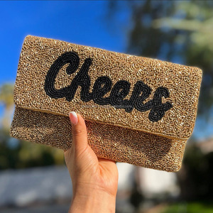 Cheers Durable Beaded Foldable Custom Size Coin Purse Clutch Magnetic Closure Party <b>Bag</b> Evening <b>Gift</b> Pouch Bridal Purse - Product Image 3