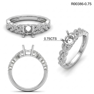 HongKong Custom Fine Jewelry 18k Solid White Gold Classic Real Diamond Solitaire Semi Mount Engagement Wedding Rings Women - Product Image 6