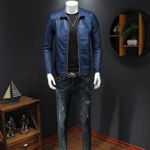 Chaqueta de Cuero PU para Hombre, Estilo Motero, con Cuello Alto, de Alta Calidad, Informal y a la Moda - Product Image 5