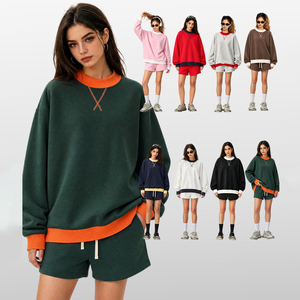 <b>Women's</b> Oversized Crew Neck <b>Sweatshirt</b> Solid Color Drop Shoulder <b>Long</b> Sleeve Casual Wear <b>Women</b> <b>Sweatshirt</b> - Product Image 2