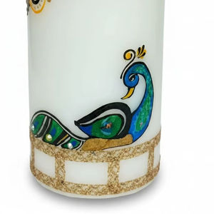 Bougie pilier décorative artisanale en cire de soja motif paon, écologique, pour la décoration de Noël, tables basses, salons - Product Image 3