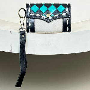 Monedero de Cuero Vacuno con Diseño de Cuadros, Hecho a Mano, Estilo Occidental, para Mujer, con Espacio para Llaves, 2026 - Product Image 4