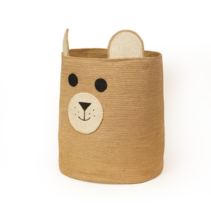 Cesta de Almacenamiento de Juguetes Multifuncional de Yute Natural Tejida a Mano, Ecológica y Moderna, con Diseño de Cara de Oso, Organizador para Cuarto de Bebé - Product Image 2