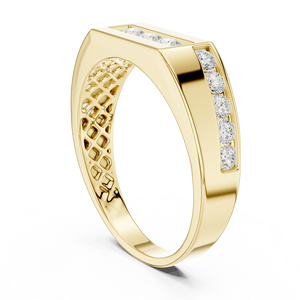 Anillo de boda para hombre con diamantes cultivados en laboratorio en oro amarillo – Anillo llamativo y moderno para novio, joyería de diamantes - Product Image 1