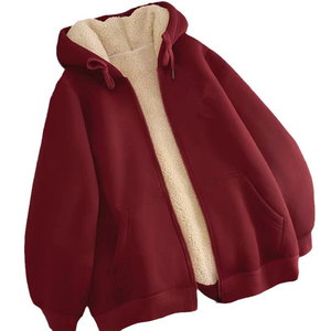 Women Men Full Zip <b>Hoodie</b> <b>Sherpa</b> <b>Lined</b> Fleece Pullover Casual Winter Warm Jacket Winter Warm Thick <b>Sherpa</b> <b>Lined</b> Full-Zip <b>Hoodie</b> - Product Image 1