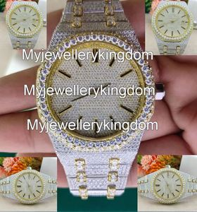High-End Luxury White Gold VVS Moissanite Tonneau <b>Mens</b> <b>Watch</b> Sapphire Crystal Stainless Iced <b>Wrist</b> Mechanical <b>Watch</b> - Product Image 3