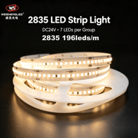 Lampu Strip LED 2835 24V 196 LED/m CRI>83 Lumen Tinggi Lampu Pita LED Fleksibel untuk Dekorasi Proyek Dalam Ruangan