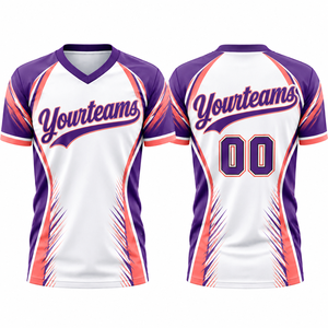 Custom Sublimated V-Neck Jersey Unisex Short Sleeve Moisture Wicking Polyester Team <b>Apparel</b> for Adults <b>Sport</b> <b>Apparel</b> - Product Image 1
