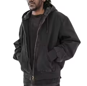 Sudadera con capucha para hombre de gran tamaño, de alta calidad, personalizada OEM, con cremallera, estilo vintage, de mezclilla, desgastada por el sol, con efecto envejecido y lavado ácido. - Product Image 3