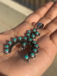 Collier avec pendentif en turquoise véritable, plaqué argent 925, bijoux western Navajo faits à la main - Product Image 4