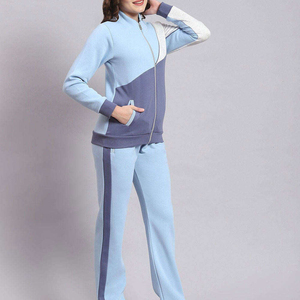 Women's <b>Cropped</b> Tracksuits Custom <b>Zip</b> <b>up</b> Jacket Split Hem Wide Leg Pants for Casual Sporty Daily Wear Tracksuits For Women - Product Image 5