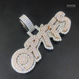Colgante con Letra Personalizada de Moissanita VVS, Plata de Ley 925, Joyería HipHop de Lujo, Inicial con Incrustaciones de Diamantes, Logotipo Bicolor en Rodio/Oro - Product Image 4