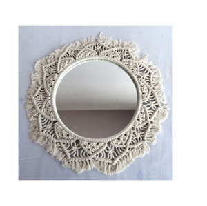Decoración de Dormitorio, Tapiz Bohemio de Diseño Nórdico con Marco Tejido a Mano, Macramé Decorativo para Interiores, Espejo Colgante de Pared - Product Image 4