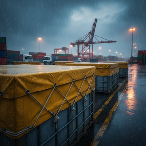 Bâche de protection robuste pour conteneurs, imperméable, de qualité industrielle, en PVC enduit, pour la protection des marchandises en extérieur - Product Image 1