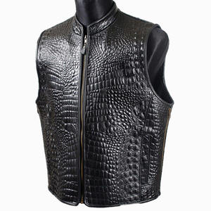 Gilet en cuir pour motard homme, grande taille, design personnalisé, style vintage, en cuir véritable - Product Image 6