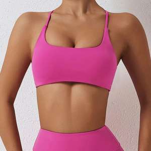 เสื้อชั้นในกีฬาแบบยืดได้สำหรับผู้หญิง ดีไซน์โดดเด่น สายไขว้ด้านหลัง เหมาะสำหรับโยคะ วิ่ง และออกกำลังกาย - Product Image 4