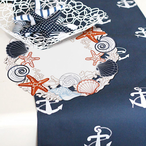 OWENIE Manteles Individuales Redondos Blancos con Bordado de Conchas Marinas, Estrellas de Mar y Elementos Oceánicos, Venta al por Mayor, Fabricante - Product Image 5