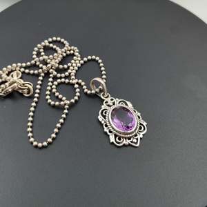 Pendentif en argent sterling avec améthyste, style vintage, filigrane bohème, bijou en pierre précieuse violette, élégant cadeau fait main - Product Image 5